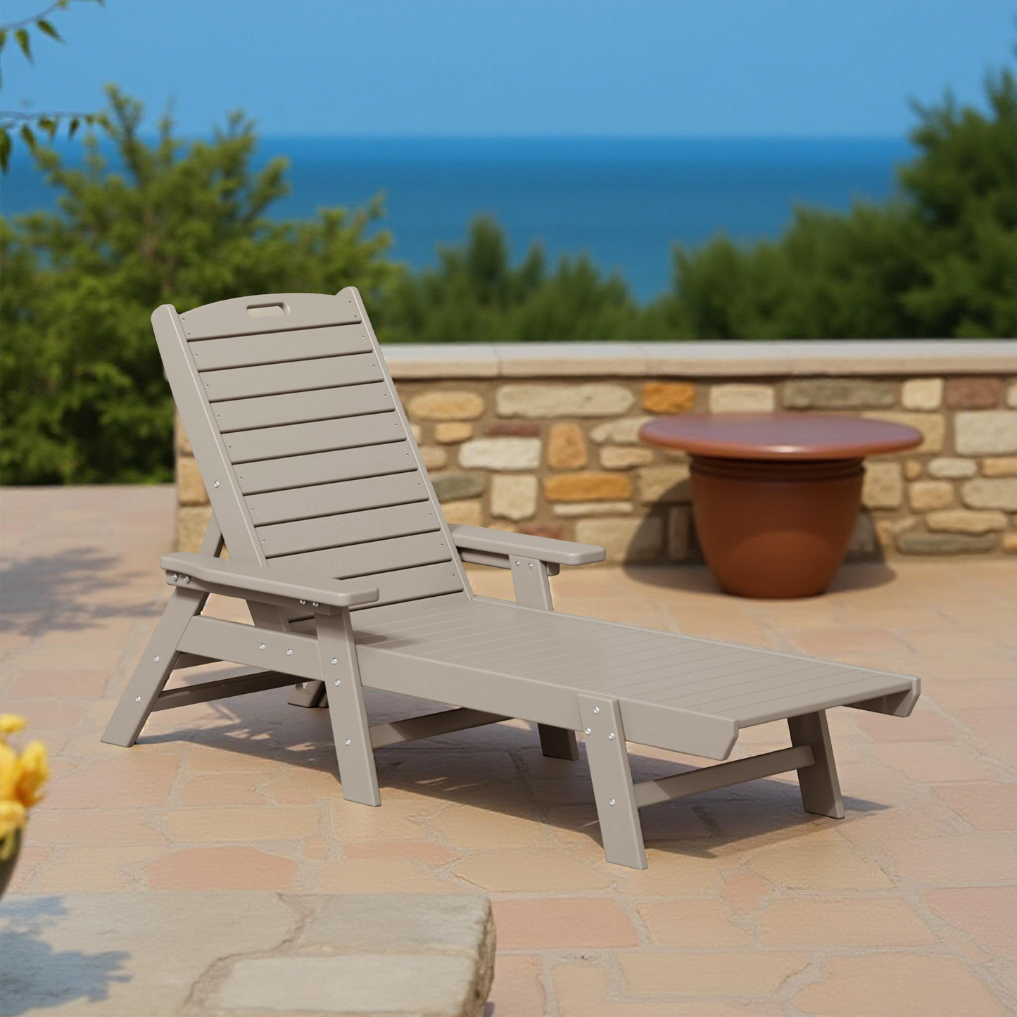 Santa Monica All-Weather Outdoor Reclining Sun Lounger with Arm Rests