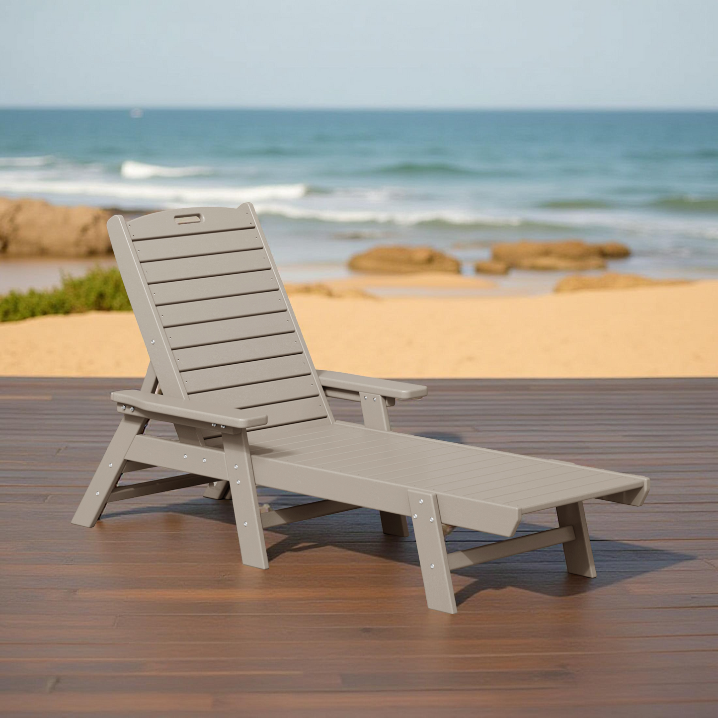 Santa Monica All-Weather Outdoor Reclining Sun Lounger with Arm Rests