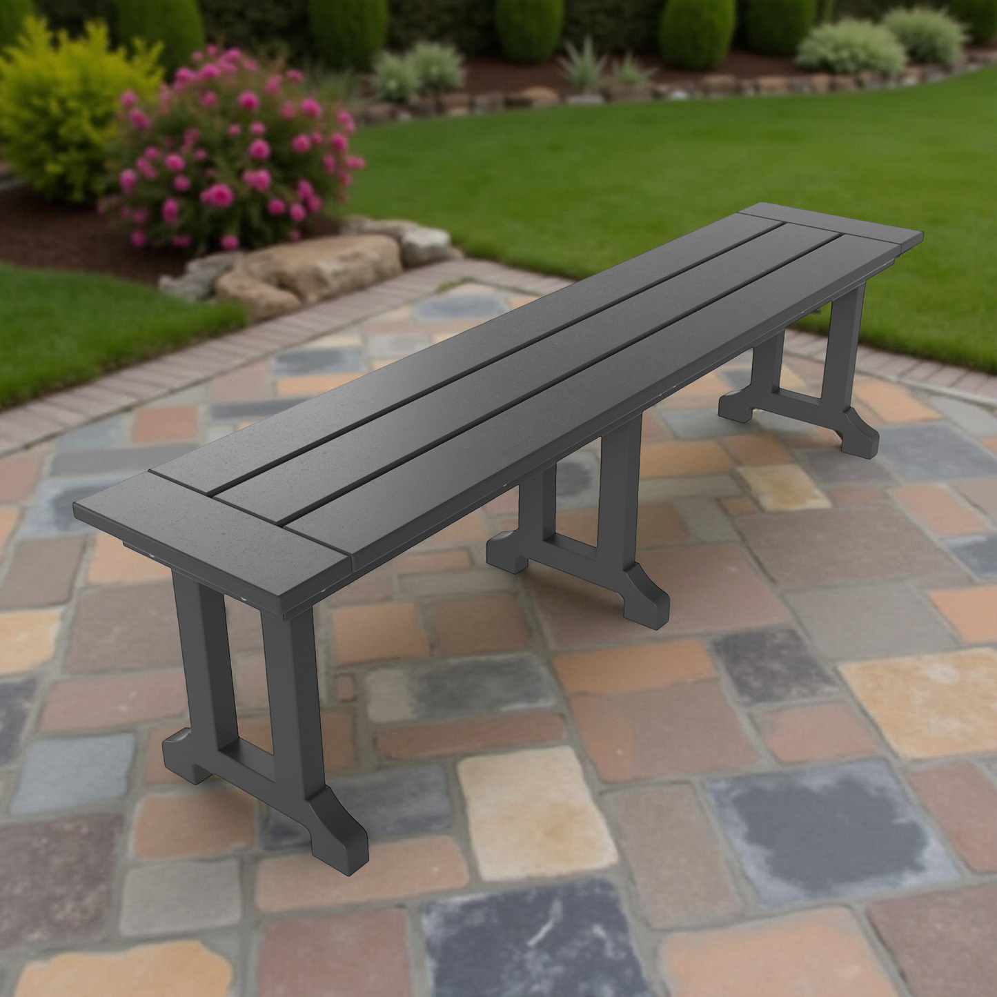 POLYTRENDS™ Tuscany All-Weather Outdoor 65" Trestle Dining Bench