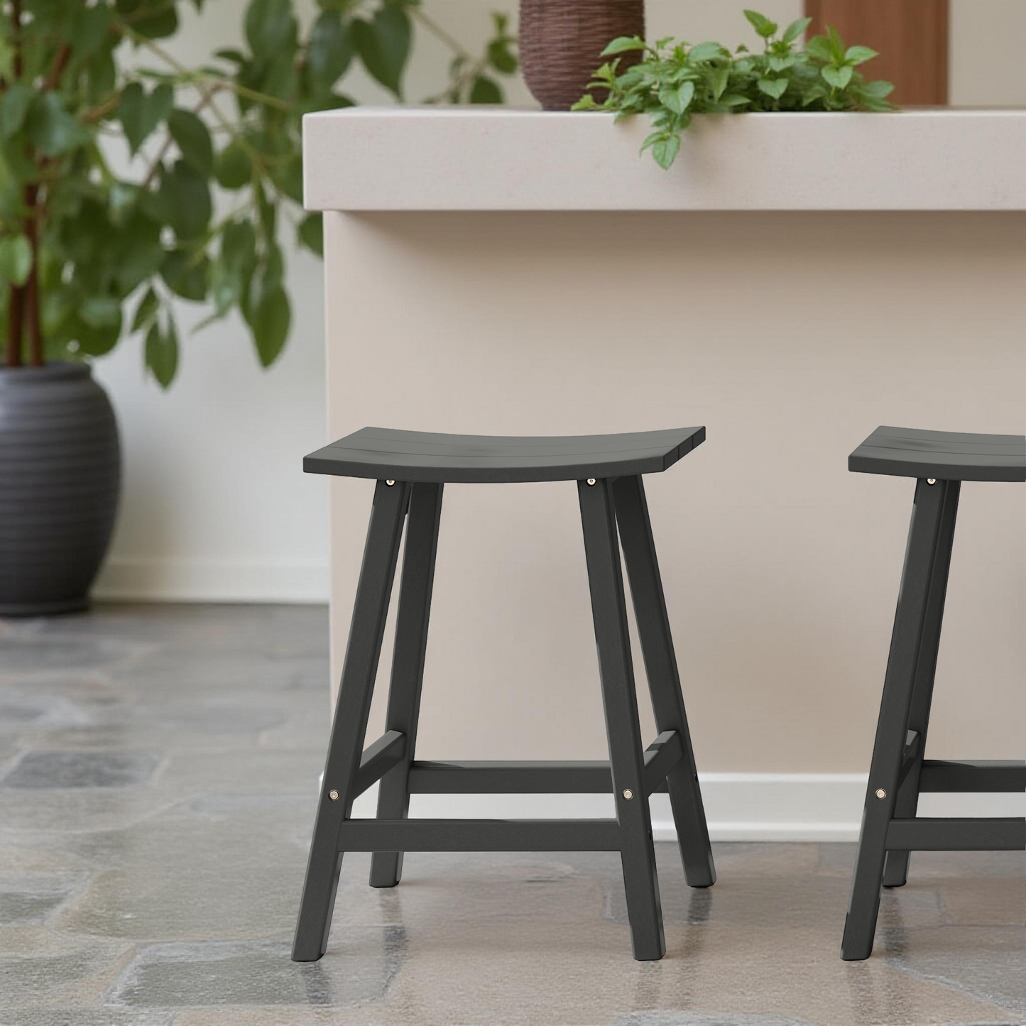 POLYTRENDS™ Stockholm All-Weather Outdoor Saddle Counter Stool (24" Height)