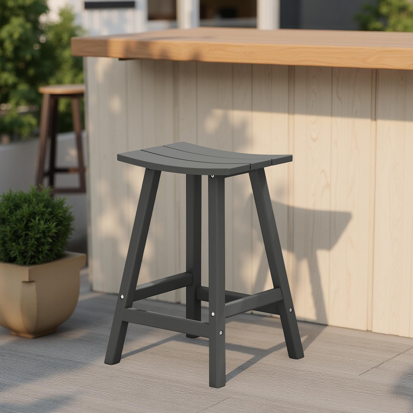POLYTRENDS™ Stockholm All-Weather Outdoor Saddle Counter Stool (24" Height)