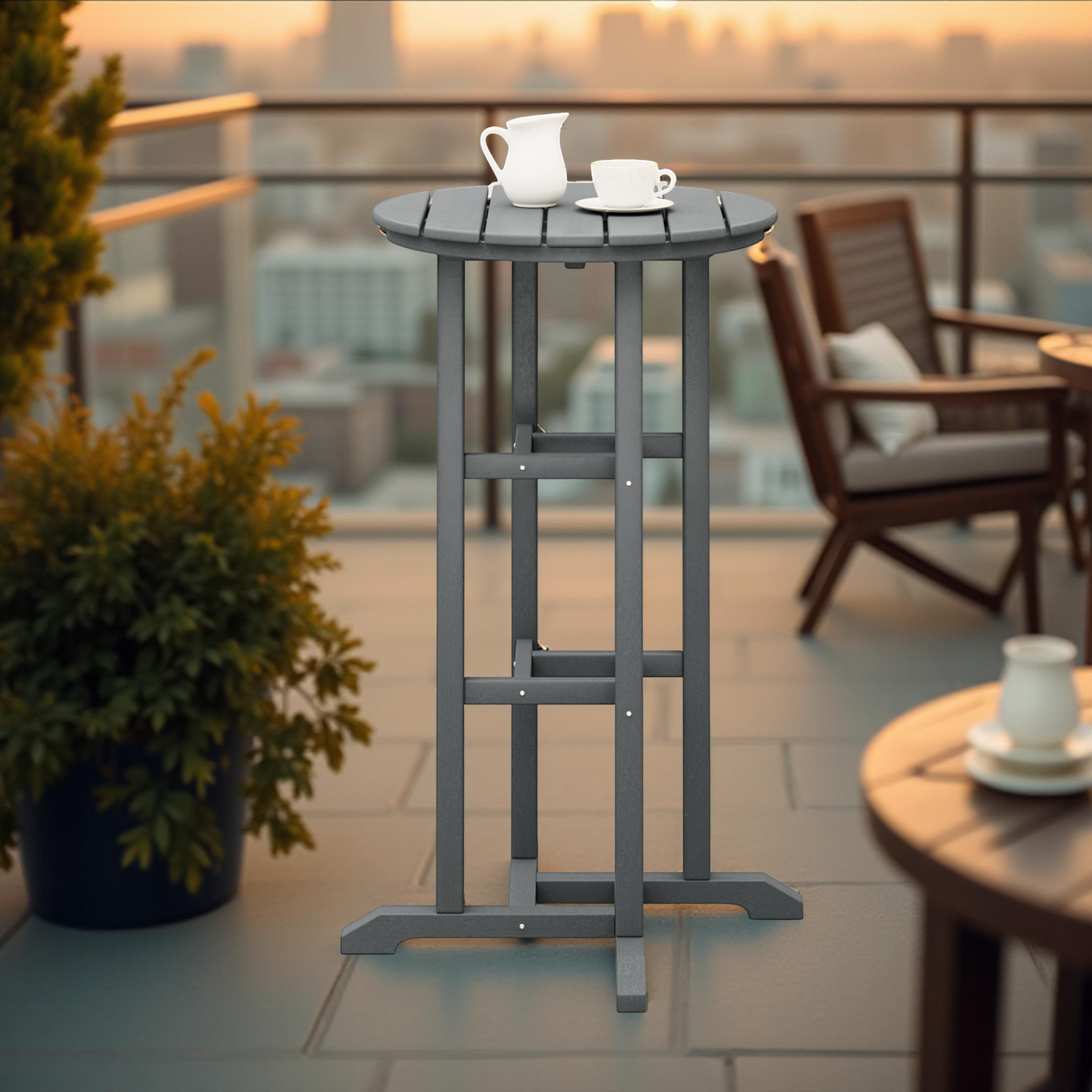 POLYTRENDS™ Stockholm All-Weather Outdoor Round Bar Bistro Table (42" Height)