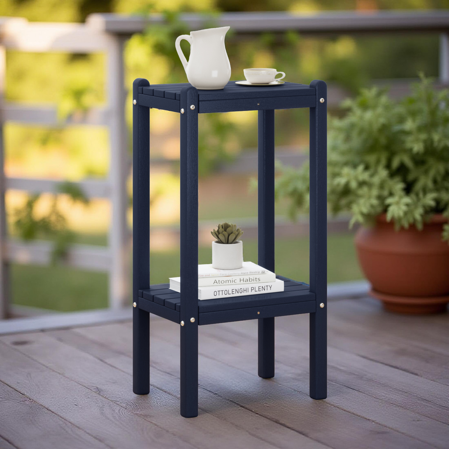 POLYTRENDS™ Tuscany All-Weather Outdoor Two Shelf Side Table (36" High)