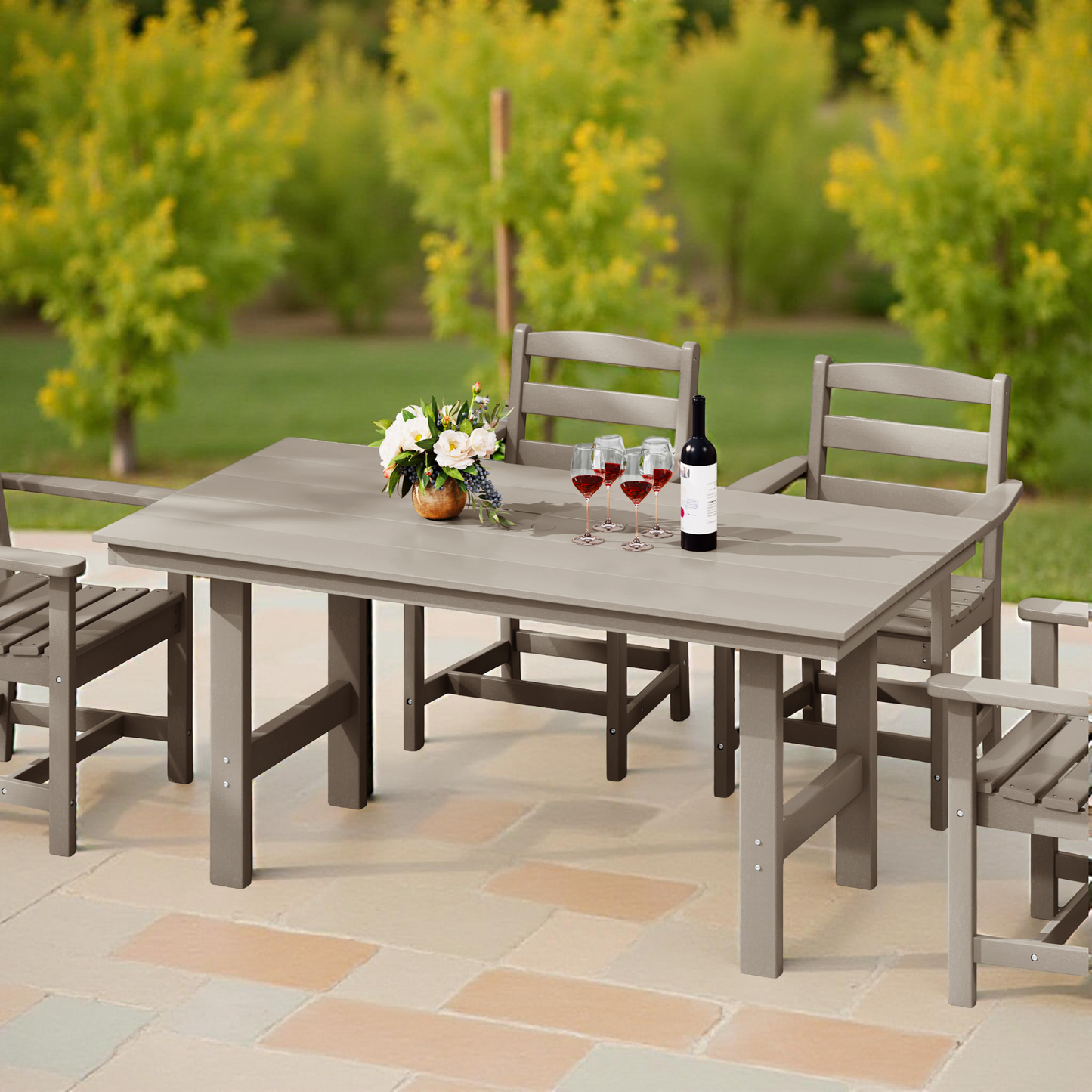 POLYTRENDS™ Tuscany All-Weather Outdoor Rectangular Patio Dining Table (Seats 6)