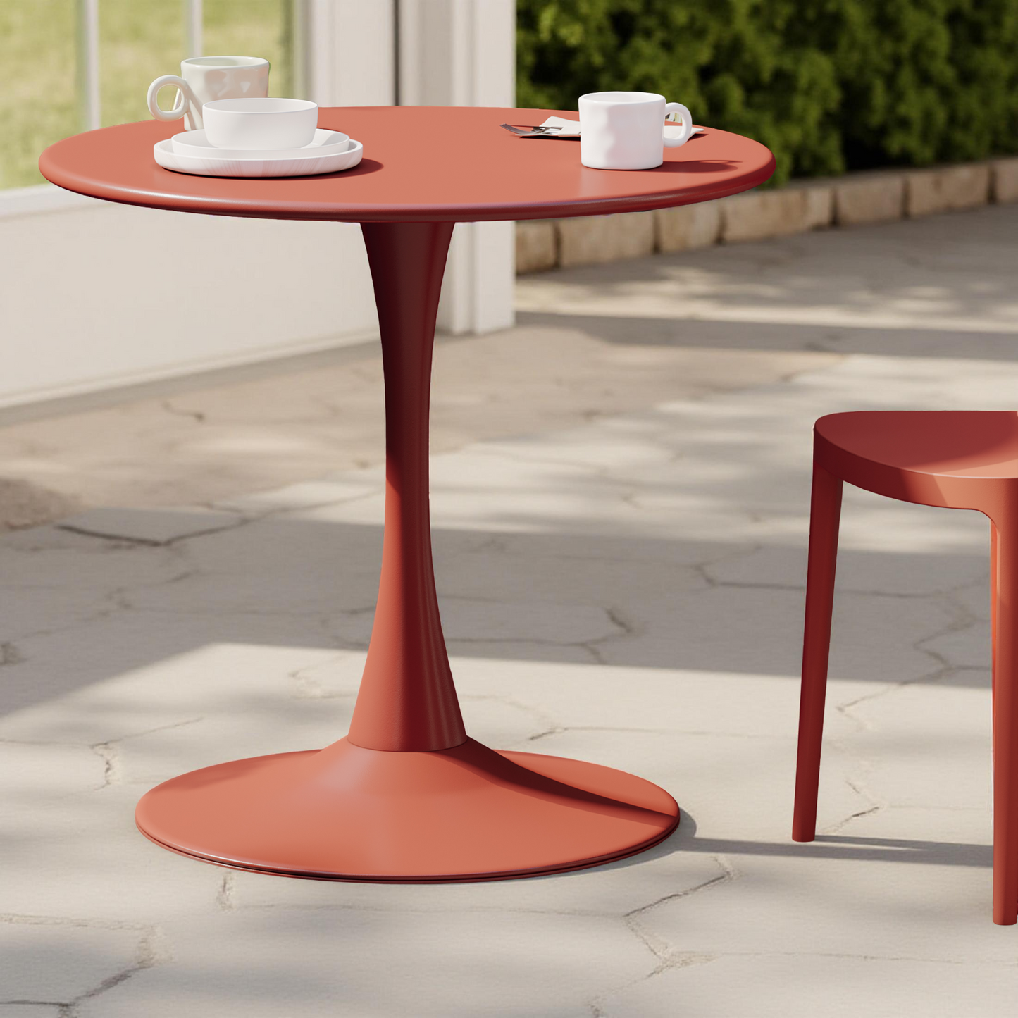 POLYTRENDS™ Copenhagen Stilke All-Weather Indoor/Outdoor 31.5" Round Metal Patio Bistro Dining Table
