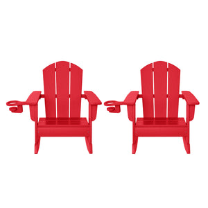 Tiny Terraces Kids Adirondack Rocking Chair with Cup Holder (Set of 2)
