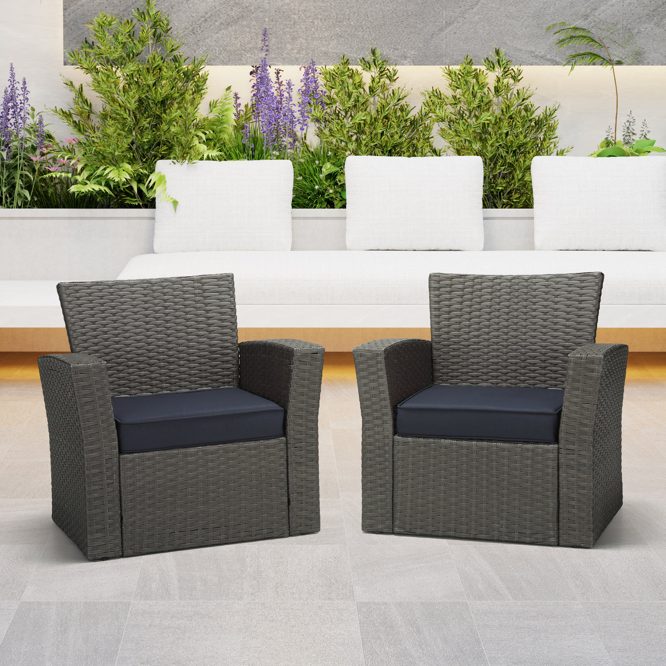Outdoor Patio Furniture Seat Chair Square Cushions with Piping. Set of 2, 20" x 19"