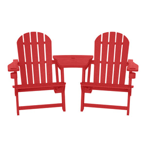 Set of Snap'n Lock Adirondack Chairs with Connecting Wedge Table (No Tools or Hardware)