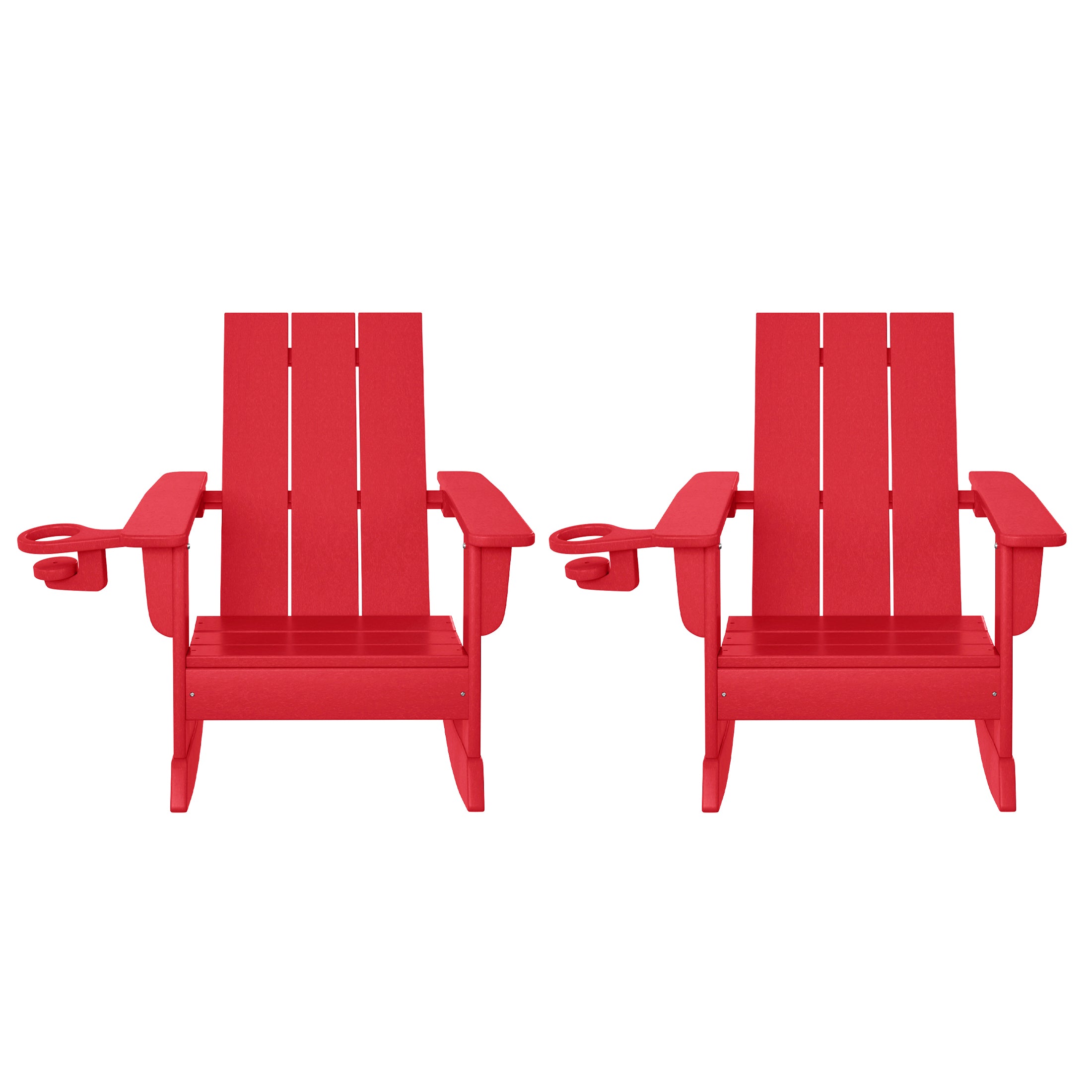 Tiny Terraces Kids Modern Adirondack Rocking Chair with Cup Holder (Set of 2)