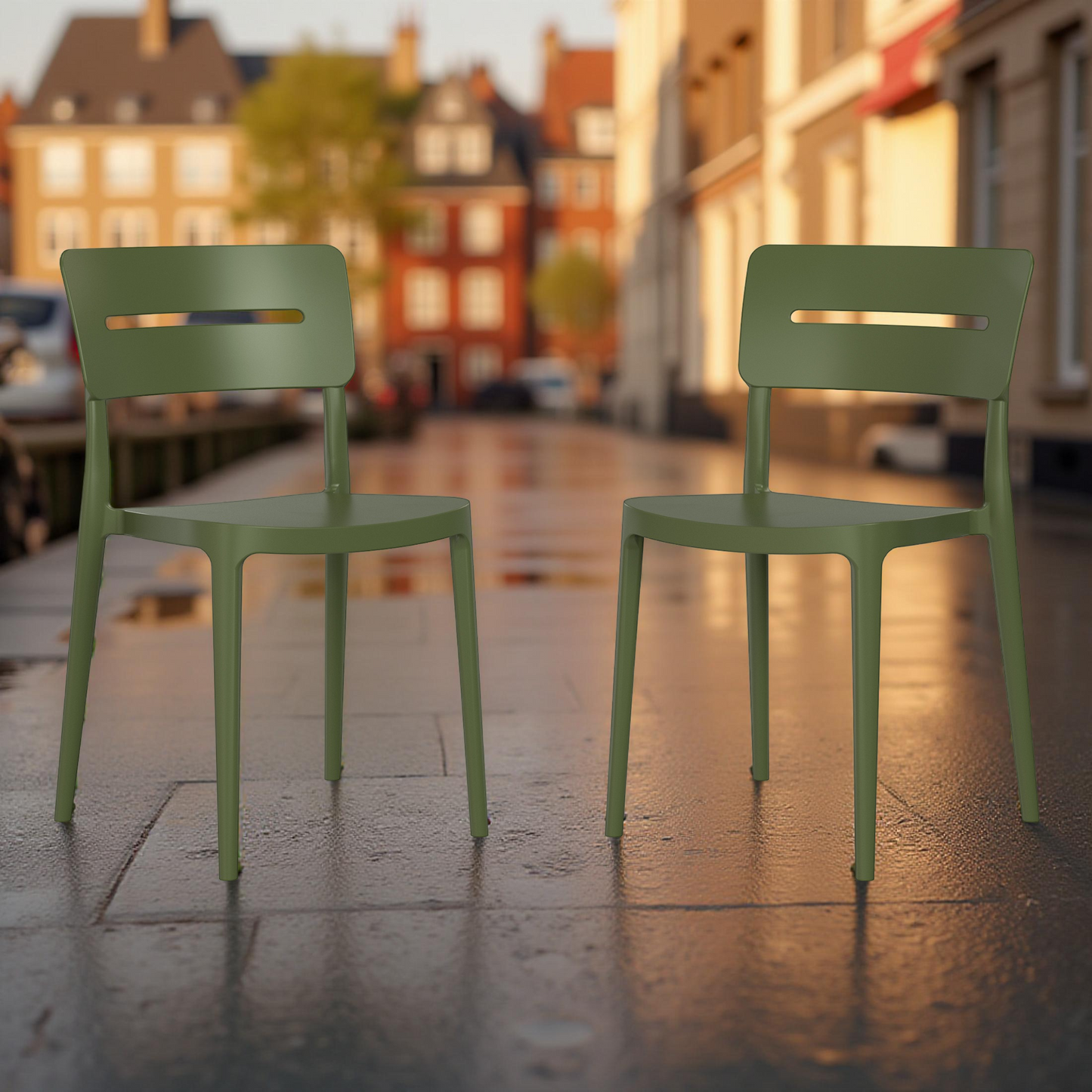 POLYTRENDS™ Copenhagen Lys All-Weather Indoor/Outdoor Stackable Dining Chair (Set of 2)