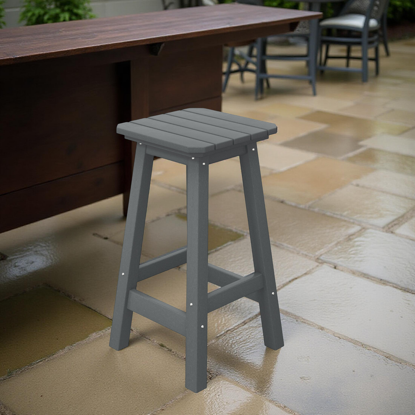 POLYTRENDS™ Stockholm All-Weather Outdoor Square Counter Stool (24" Seat Height)