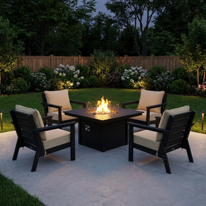Scottsdale Deep Seating + Square Firepit Table 5-pc Set