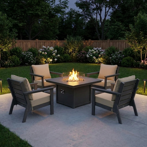Scottsdale Deep Seating + Square Firepit Table 5-pc Set