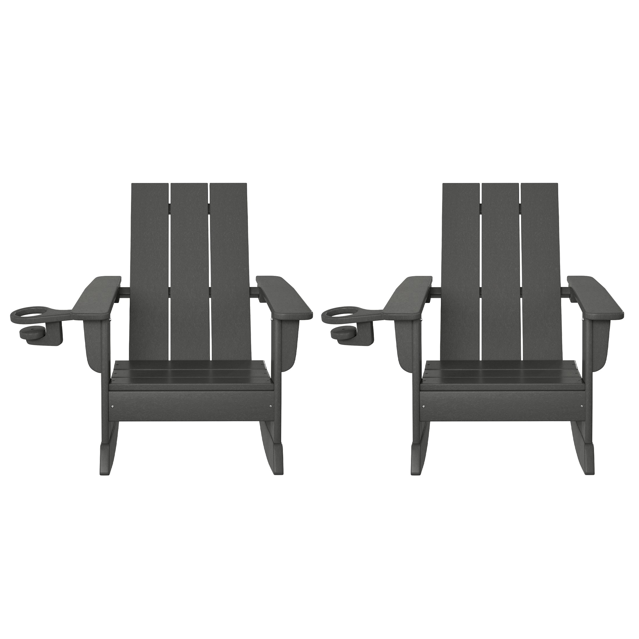 Tiny Terraces Kids Modern Adirondack Rocking Chair with Cup Holder (Set of 2)