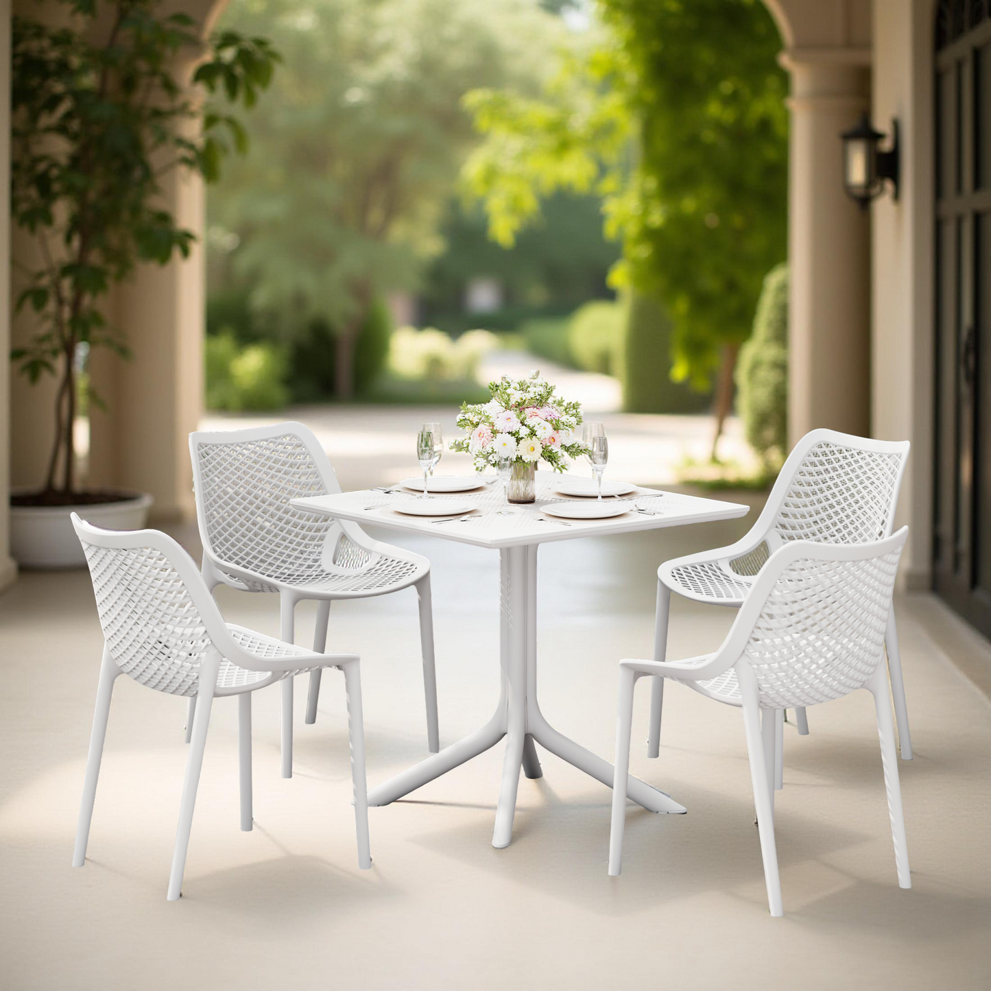 POLYTRENDS™ Copenhagen Kvadrat Luft All-Weather Indoor/Outdoor Square Dining Table (31" Table Top)
