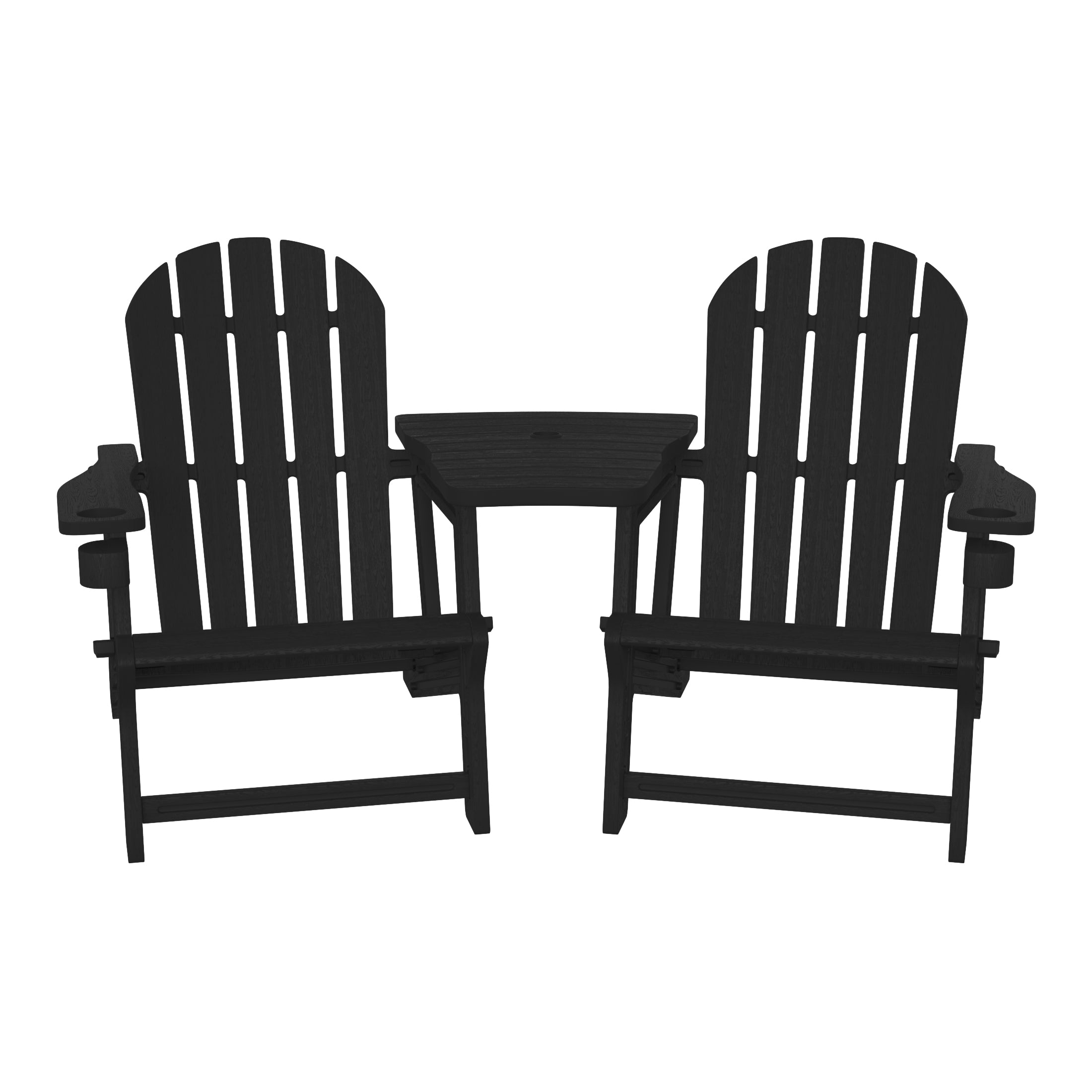 Set of Snap'n Lock Adirondack Chairs with Connecting Wedge Table (No Tools or Hardware)