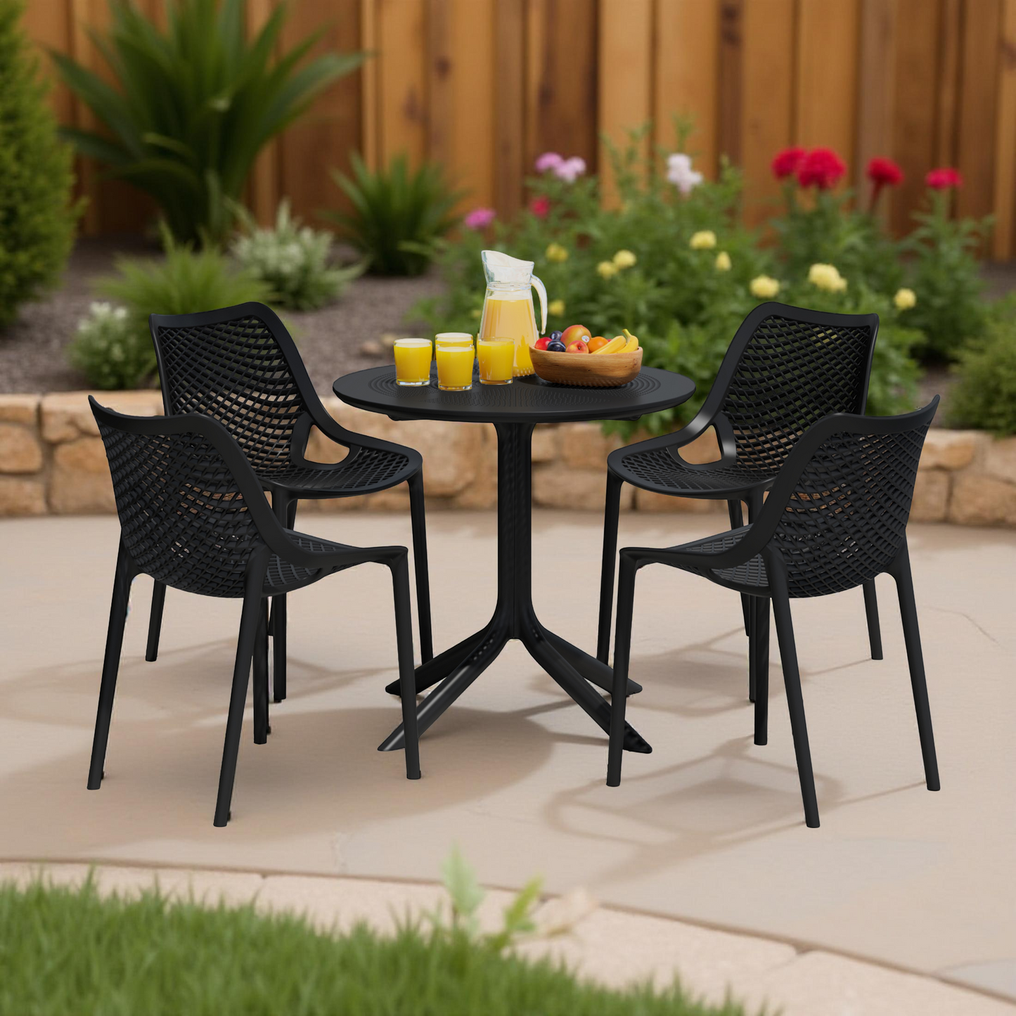 POLYTRENDS™ Copenhagen Lameller All-Weather Indoor/Outdoor Round Dining Table (31.5" Table Top)