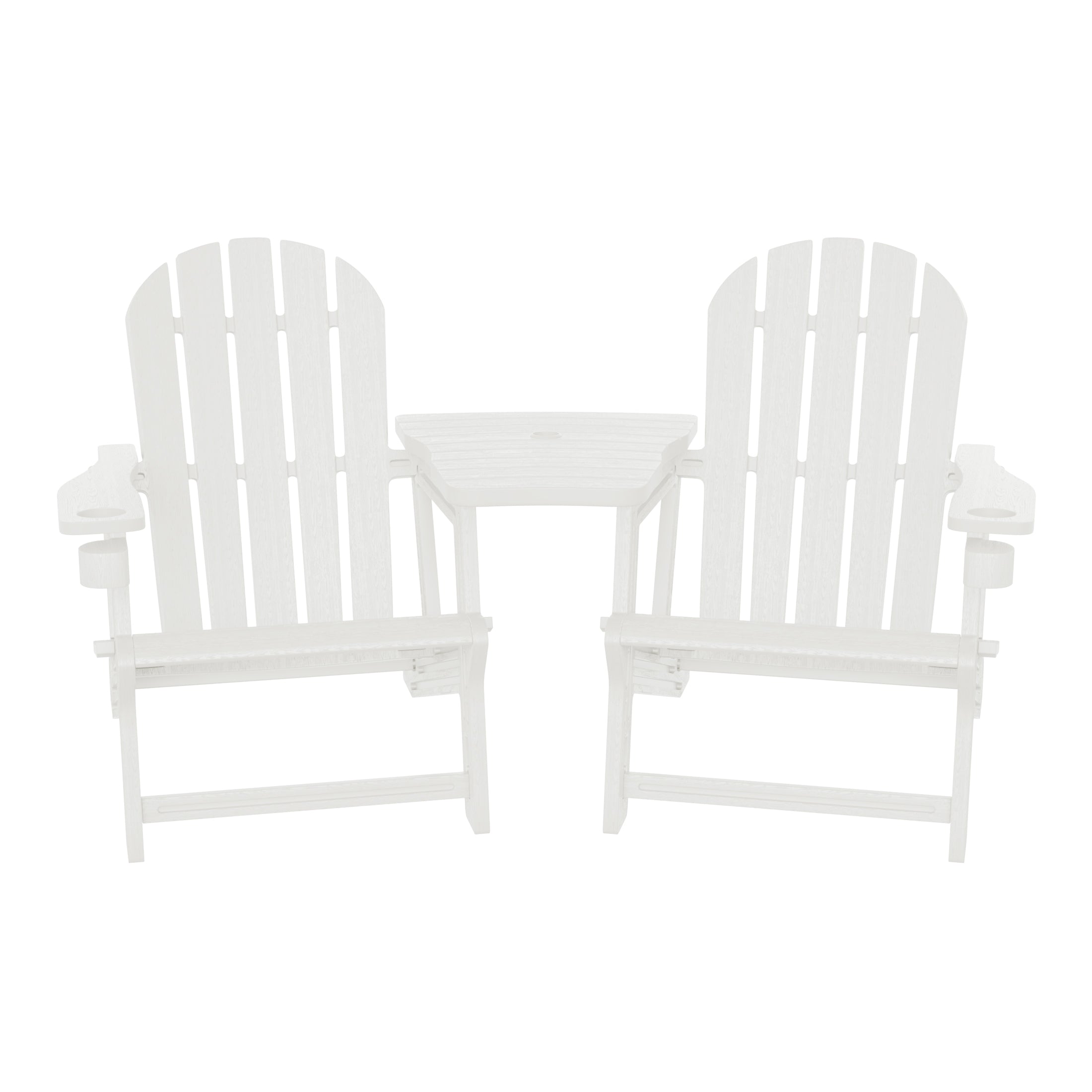 Set of Snap'n Lock Adirondack Chairs with Connecting Wedge Table (No Tools or Hardware)