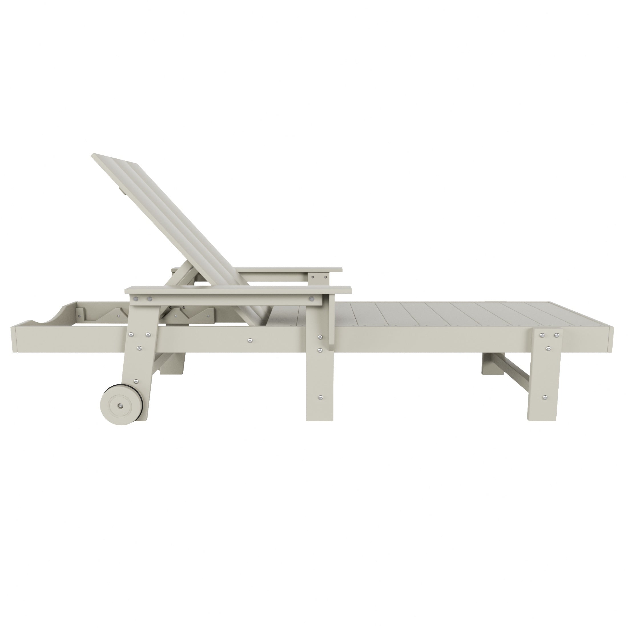 Malibu Modern All-Weather Outdoor Reclining Sun Lounger With Arm Rests & Wheels