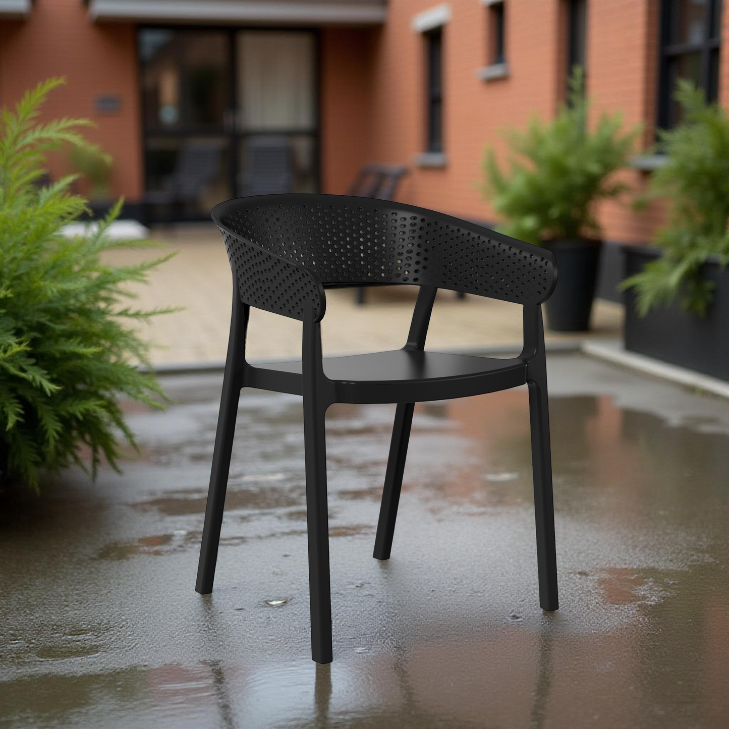 POLYTRENDS™ Copenhagen Luftig All-Weather Indoor/Outdoor Stackable Dining Armchair (Set of 2)