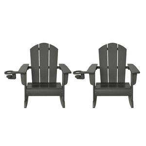 Tiny Terraces Kids Adirondack Rocking Chair with Cup Holder (Set of 2)