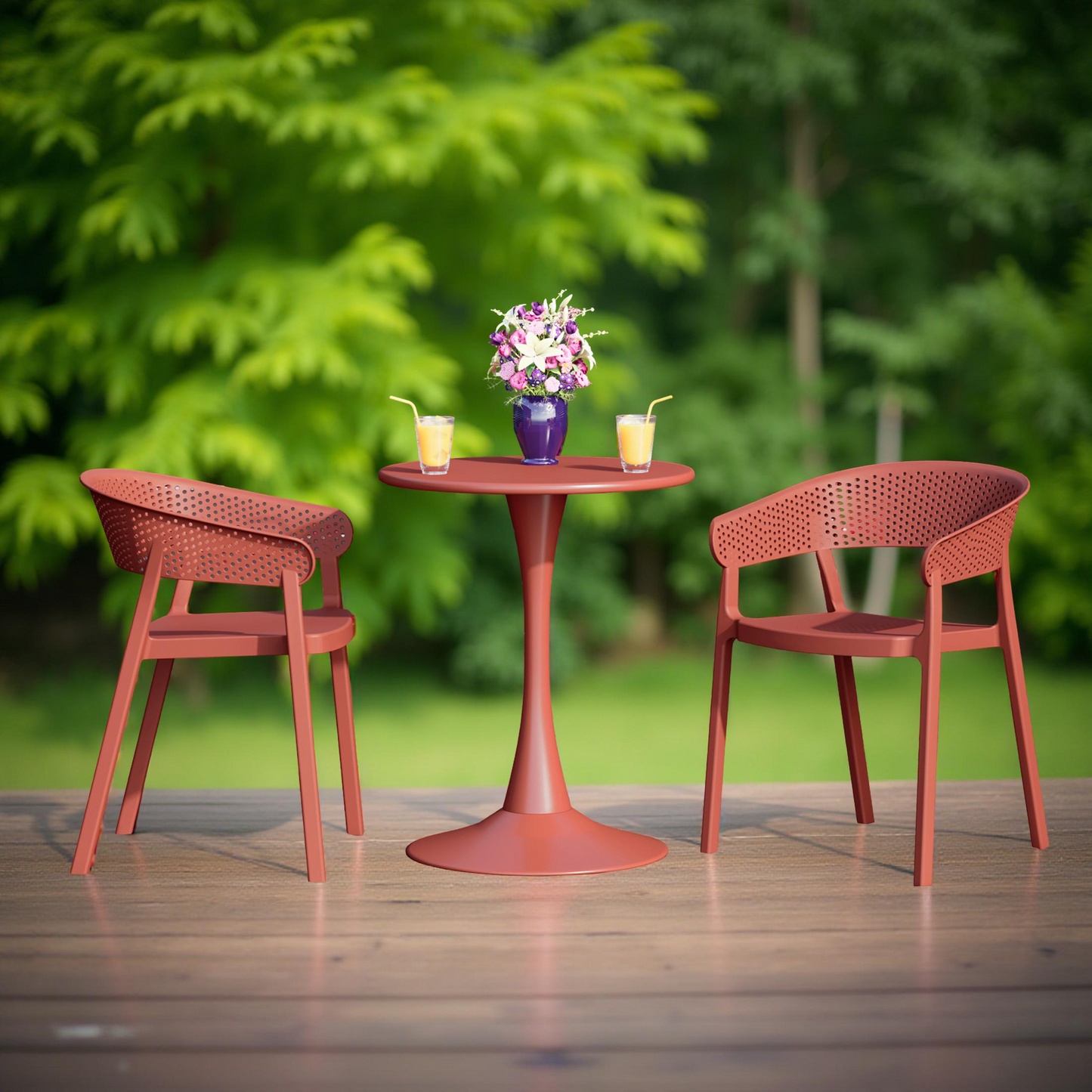POLYTRENDS™ Copenhagen Luftig All-Weather Indoor/Outdoor Stackable Dining Armchair (Set of 2)
