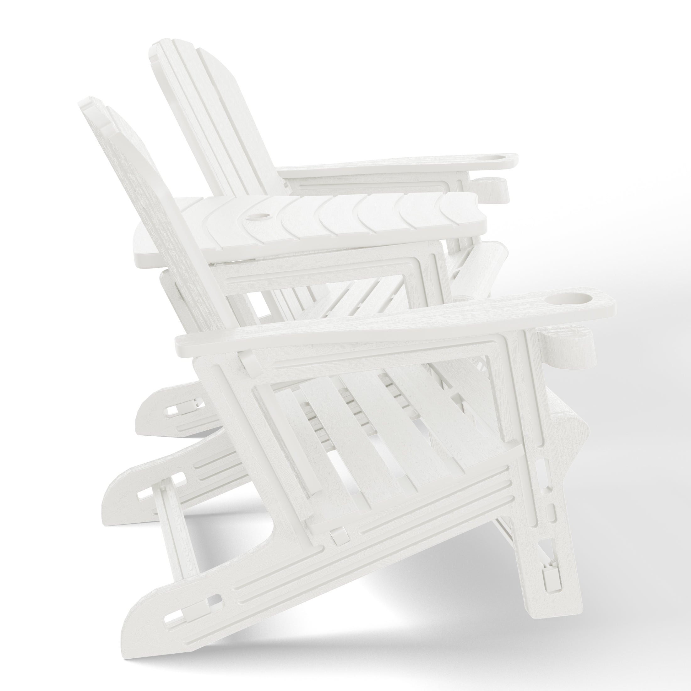 Set of Snap'n Lock Adirondack Chairs with Connecting Wedge Table (No Tools or Hardware)