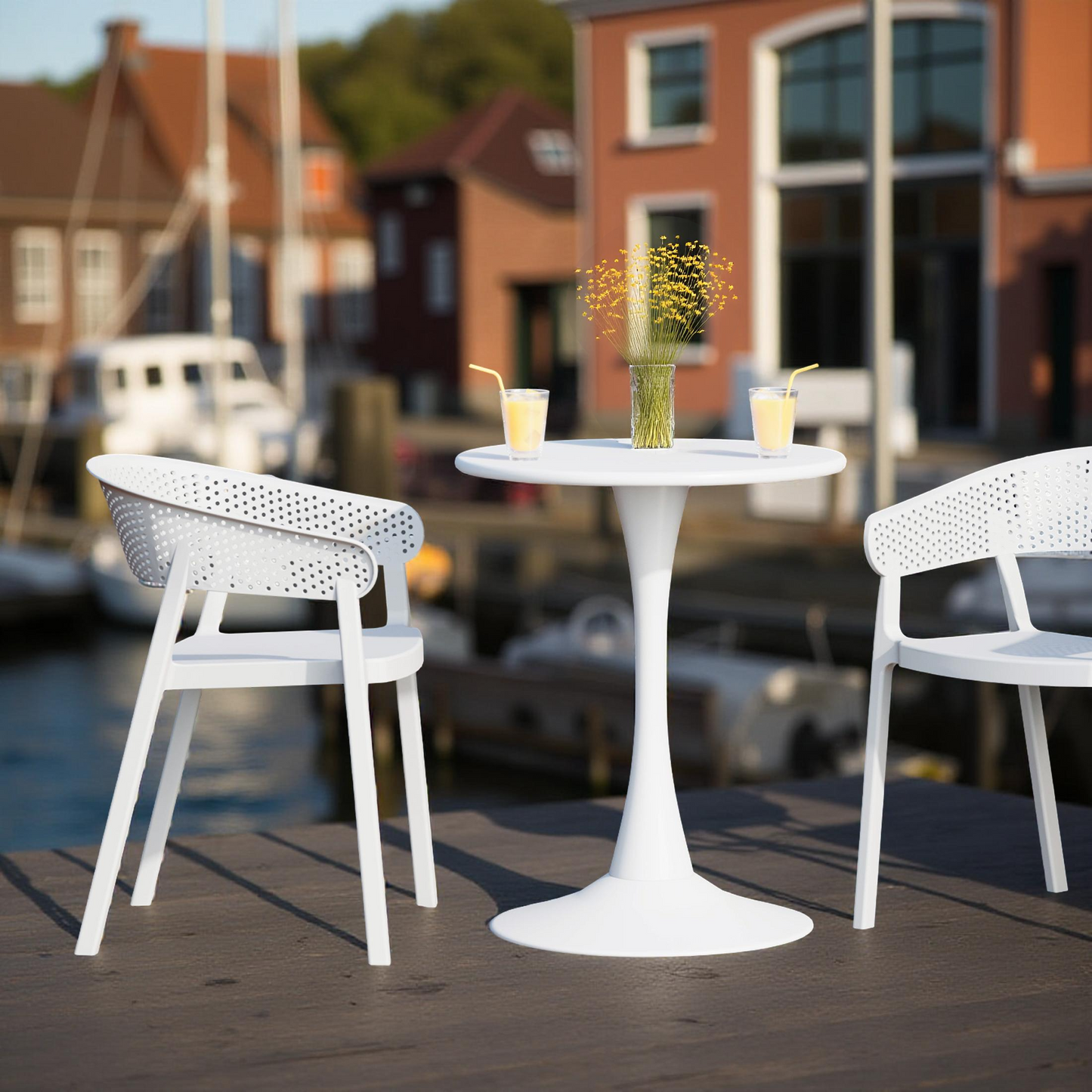 POLYTRENDS™ Copenhagen Luftig All-Weather Indoor/Outdoor Stackable Dining Armchair (Set of 2)