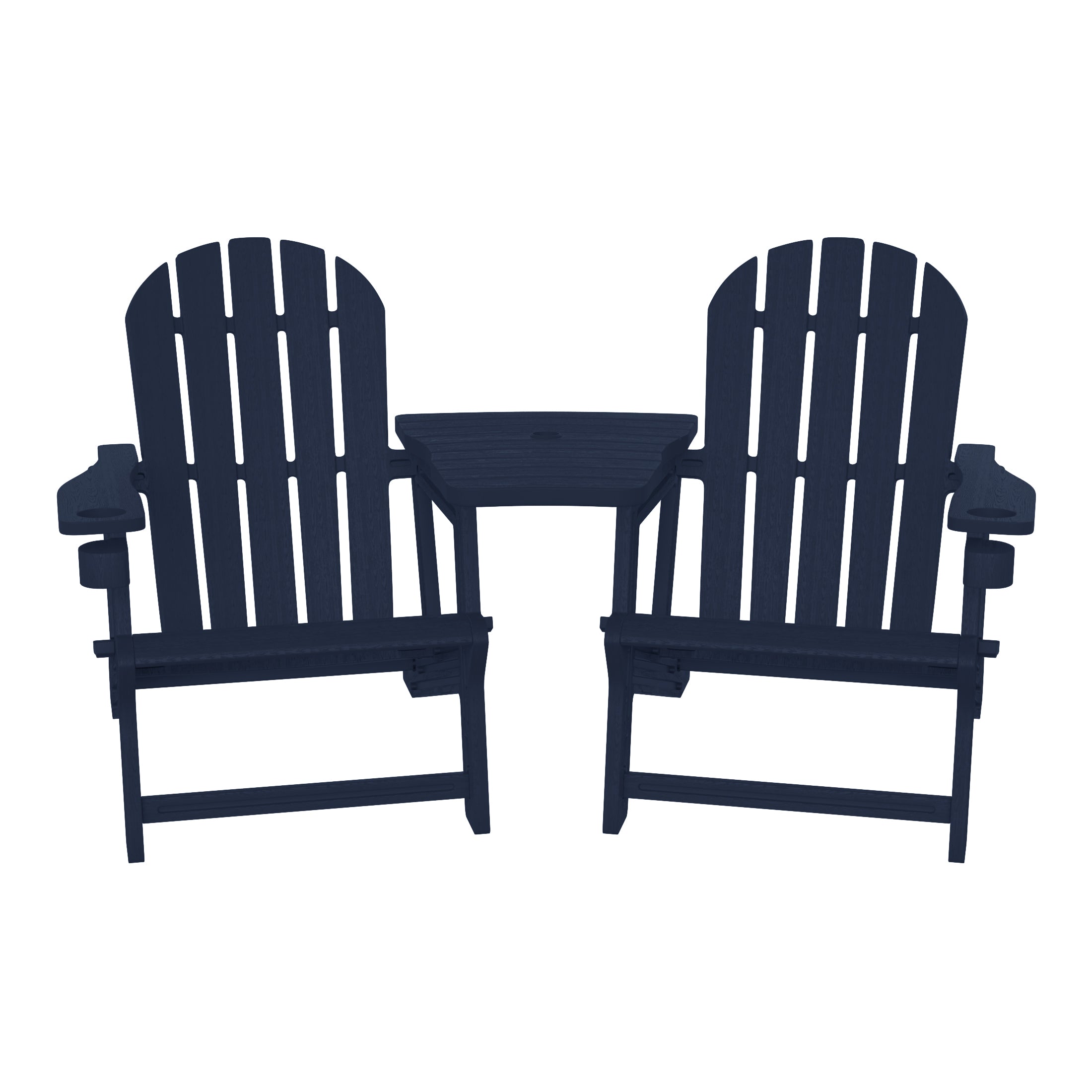 Set of Snap'n Lock Adirondack Chairs with Connecting Wedge Table (No Tools or Hardware)