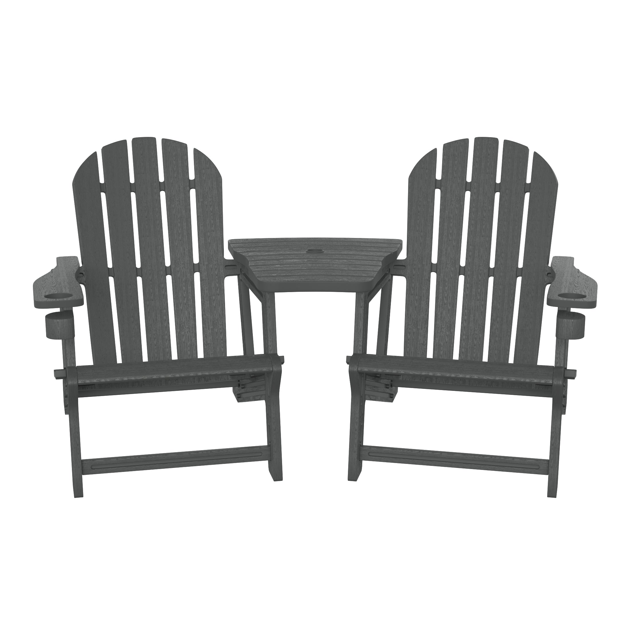 Set of Snap'n Lock Adirondack Chairs with Connecting Wedge Table (No Tools or Hardware)