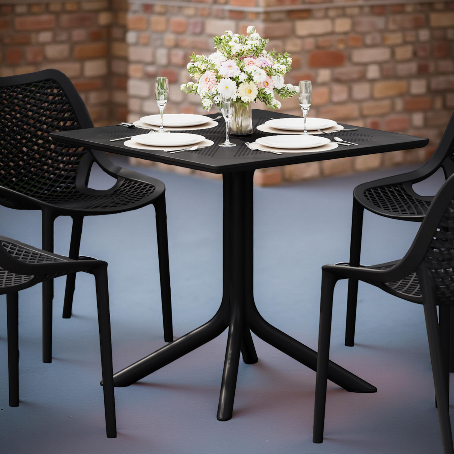 POLYTRENDS™ Copenhagen Kvadrat Luft All-Weather Indoor/Outdoor Square Dining Table (31" Table Top)