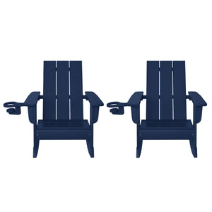 Tiny Terraces Kids Modern Adirondack Rocking Chair with Cup Holder (Set of 2)