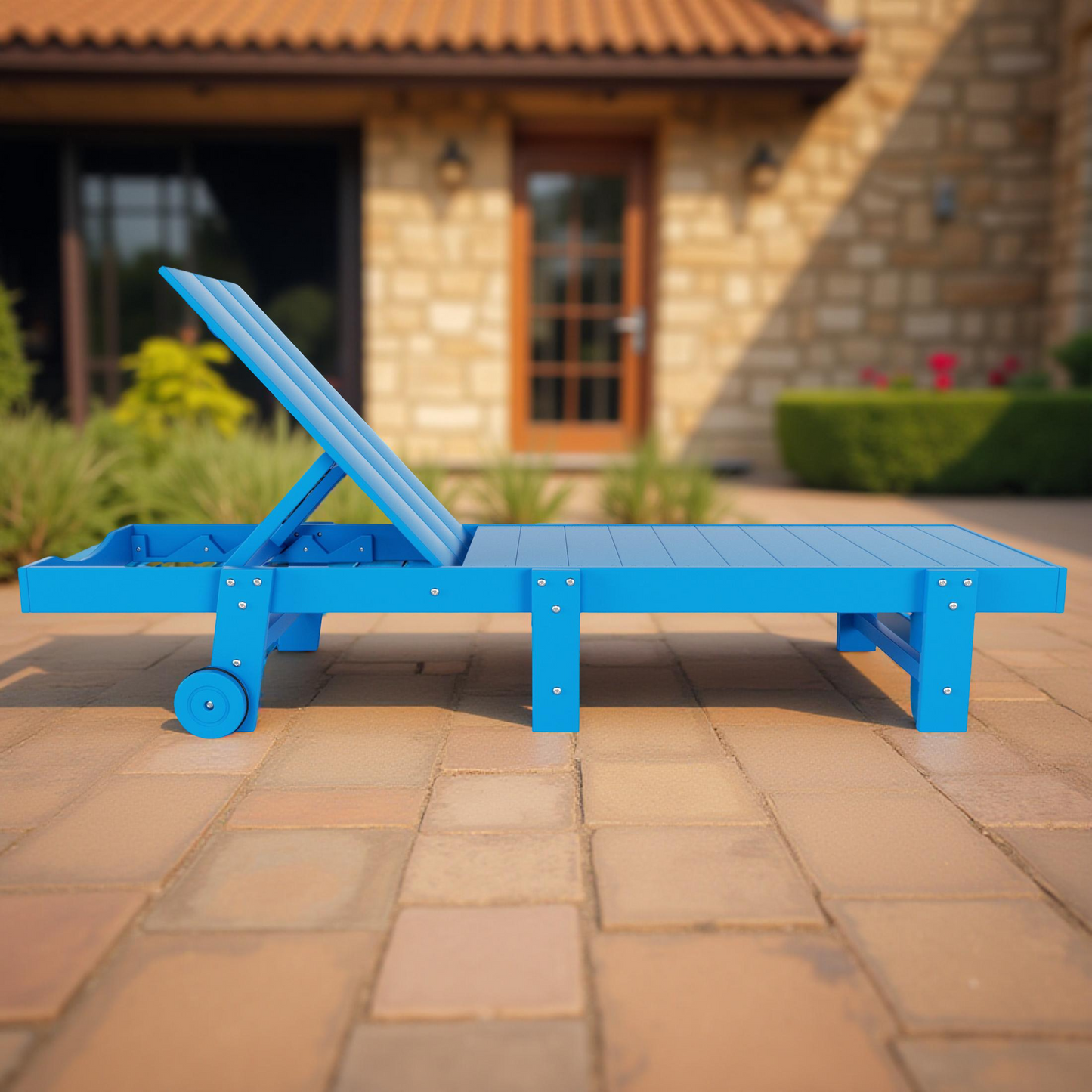 POLYTRENDS™ Malibu Modern All-Weather Outdoor Reclining Sun Lounger With Wheels