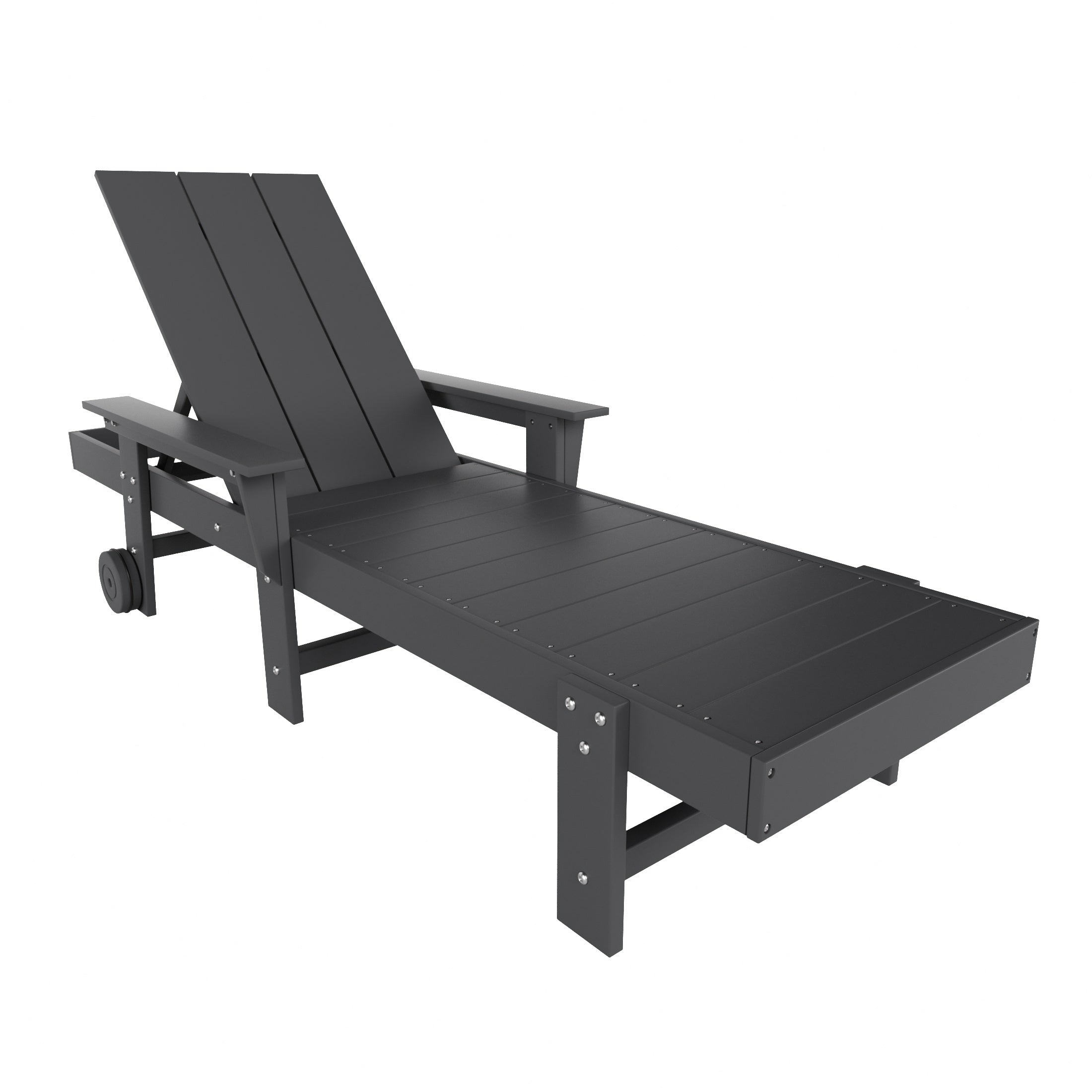 Malibu Modern All-Weather Outdoor Reclining Sun Lounger With Arm Rests & Wheels
