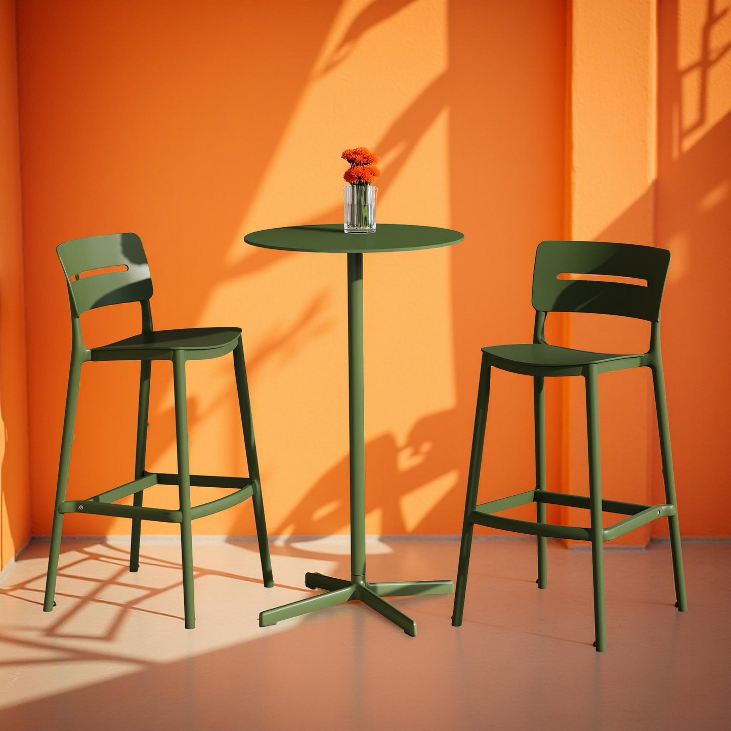 POLYTRENDS™ Copenhagen Lys Indoor Stackable Bar Stool, 29.5" Seat Height (Set of 2)
