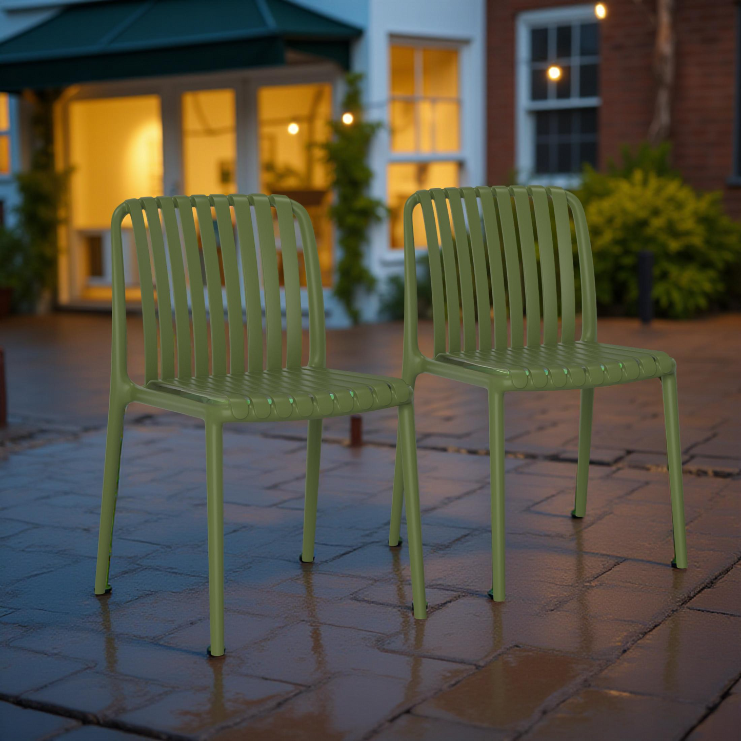 POLYTRENDS™ Copenhagen Allé All-Weather Indoor/Outdoor Stackable Dining Chair (Set of 2)