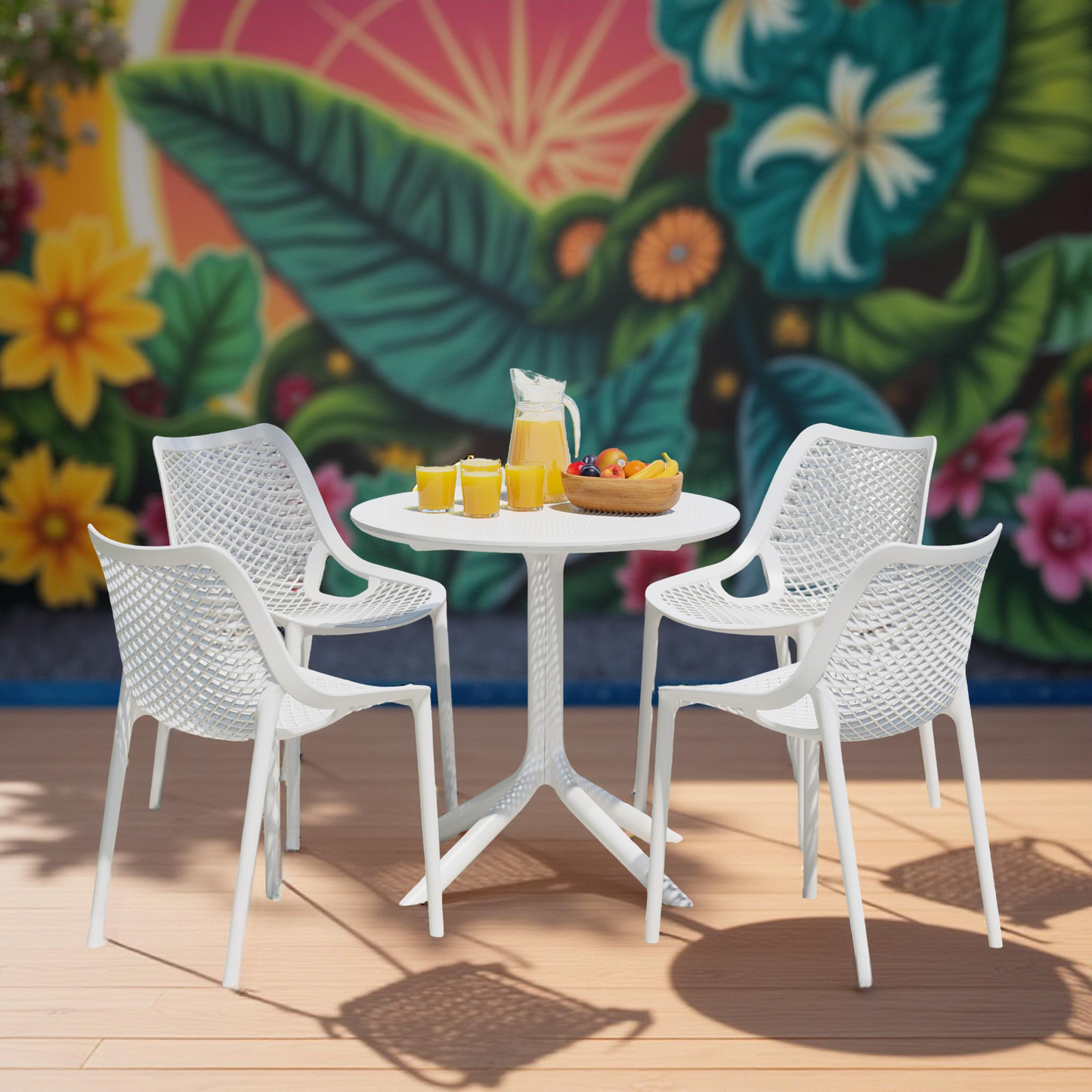 POLYTRENDS™ Copenhagen Lameller All-Weather Indoor/Outdoor Round Dining Table (31.5" Table Top)