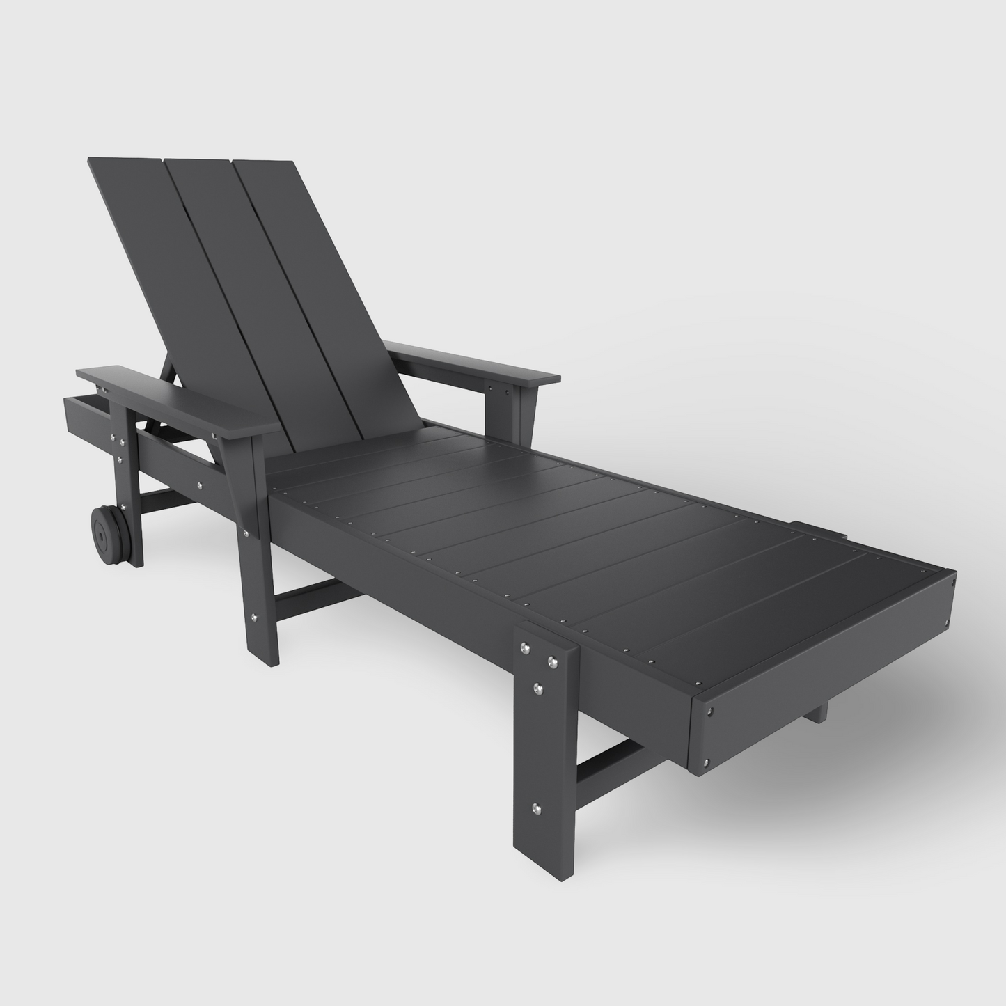 Malibu Modern All-Weather Outdoor Reclining Sun Lounger With Arm Rests & Wheels