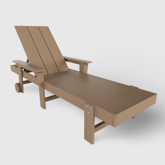 Malibu Modern All-Weather Outdoor Reclining Sun Lounger With Arm Rests & Wheels