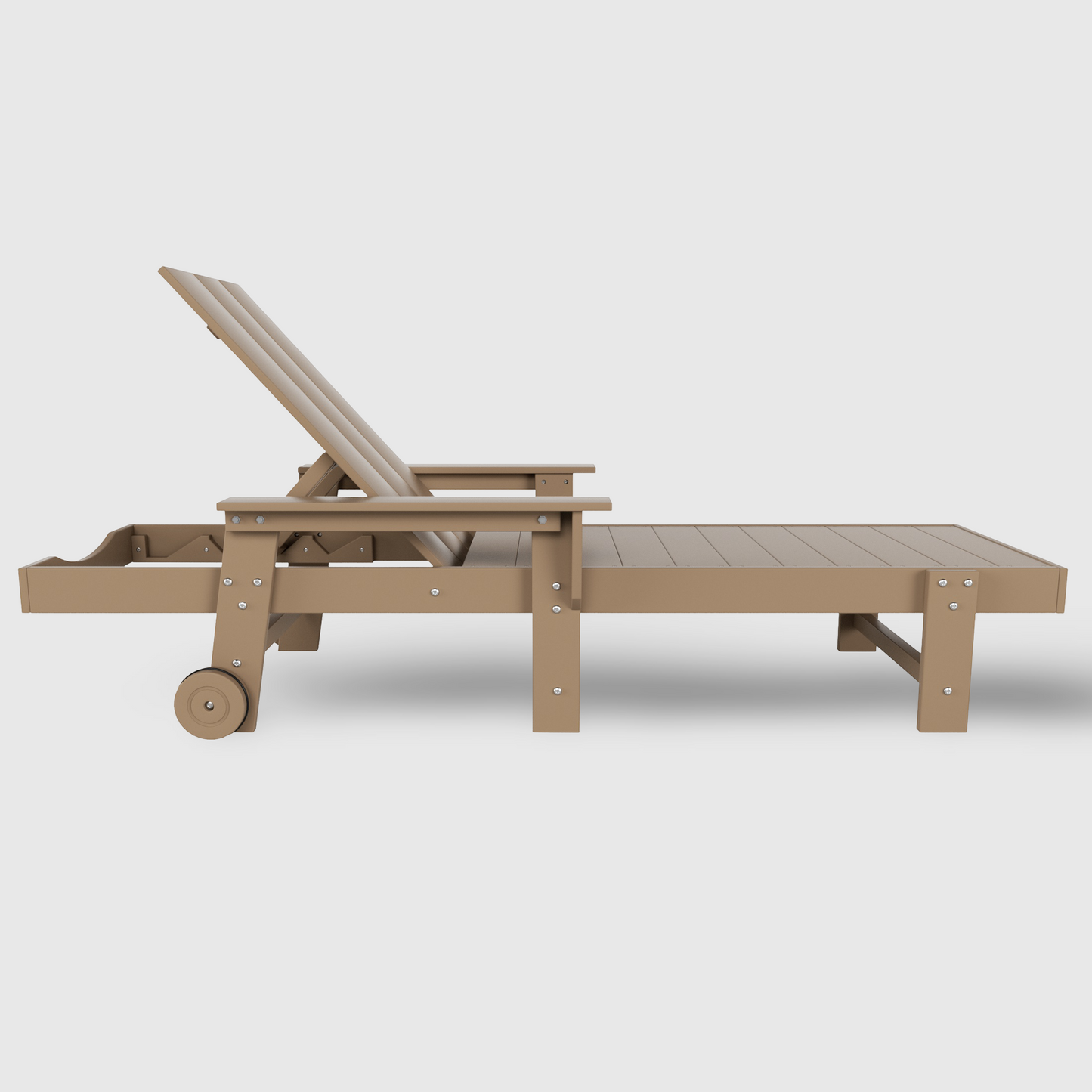 Malibu Modern All-Weather Outdoor Reclining Sun Lounger With Arm Rests & Wheels