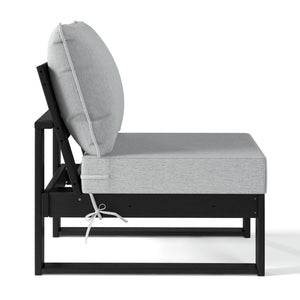 Signature All-Weather Outdoor Modular Deep Seating Cushioned Side Chair (Center Sectional Seat)