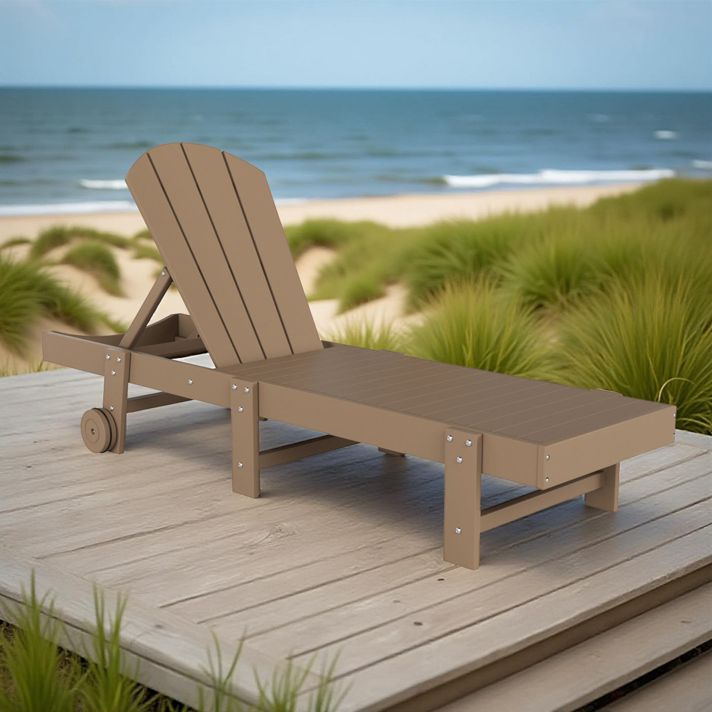 Chatham All-Weather Outdoor Adirondack Reclining Sun Lounger With Wheels
