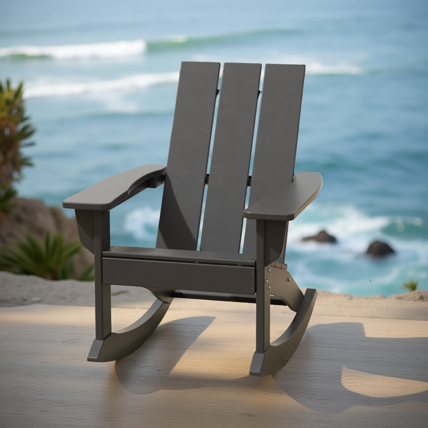 Malibu Modern All-Weather Outdoor Rocking Adirondack Chair