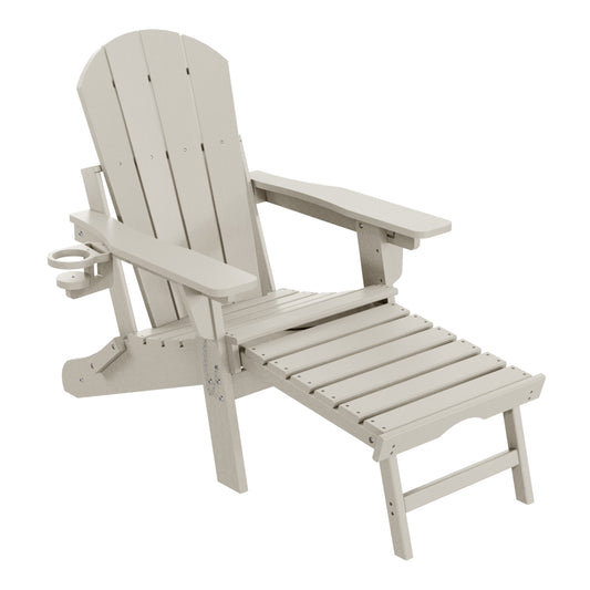 Chatham Folding Adjustable Adirondack Chair with Cup Holder and Hideaway Ottoman