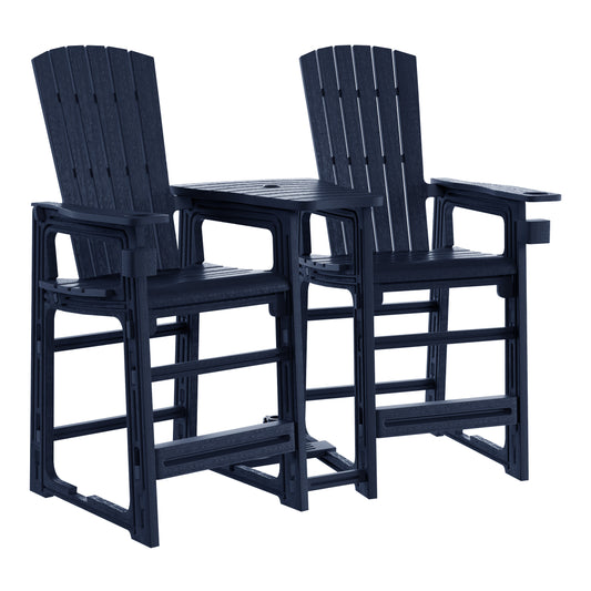 Snap’n Lock Adirondack Balcony Two-Chair Set with Connecting Wedge Table (No Tools or Hardware Required)