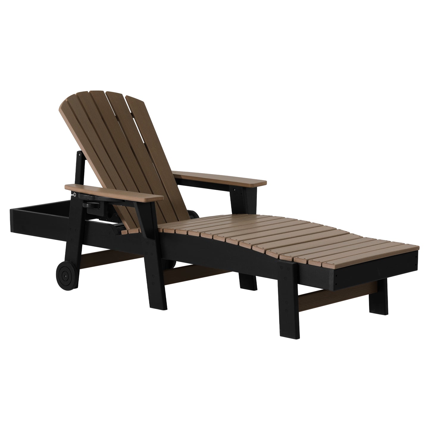 Heritage Ridge Adirondack Chaise Lounge with Arms and Wheels With Cup Holder