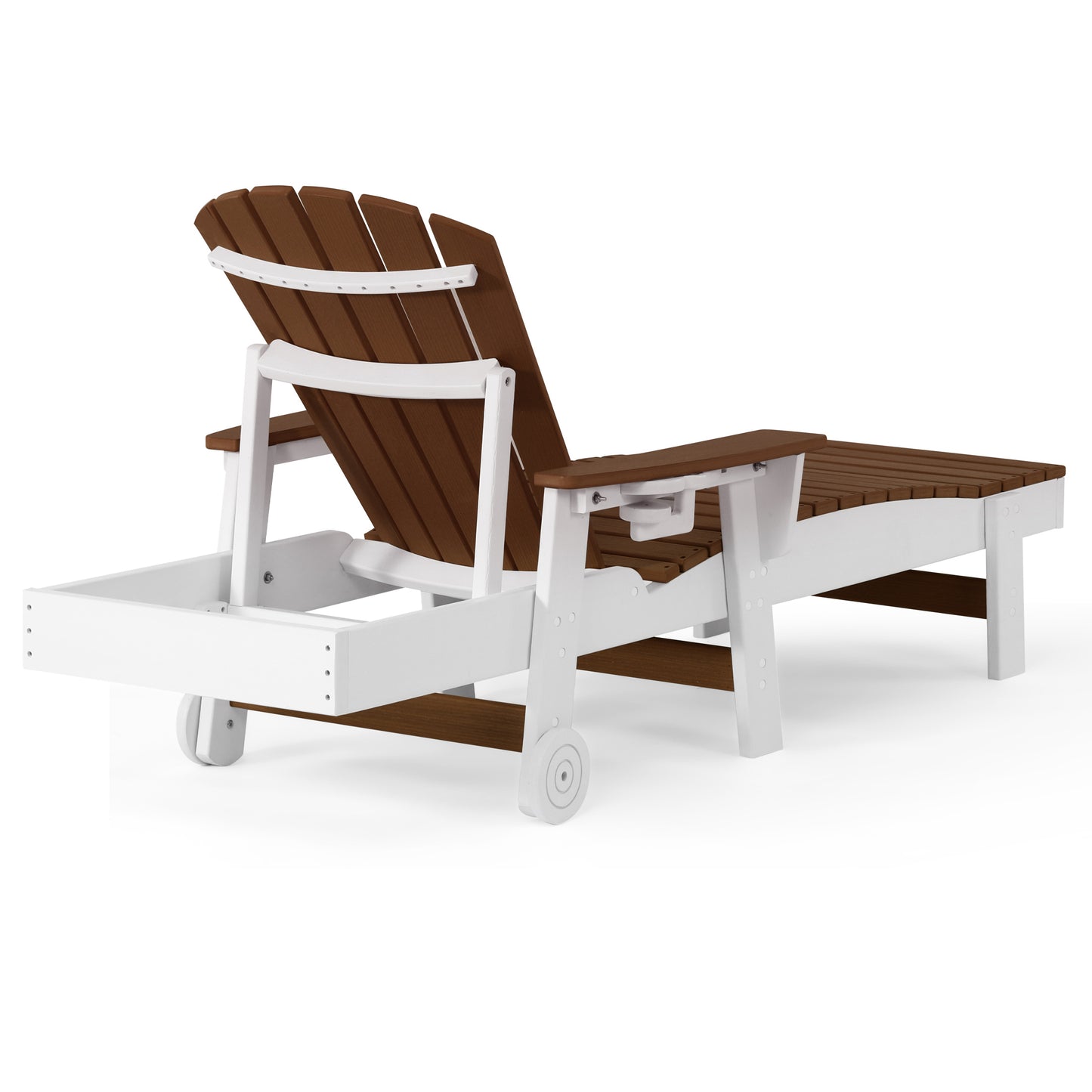 Heritage Ridge Adirondack Chaise Lounge with Arms and Wheels With Cup Holder