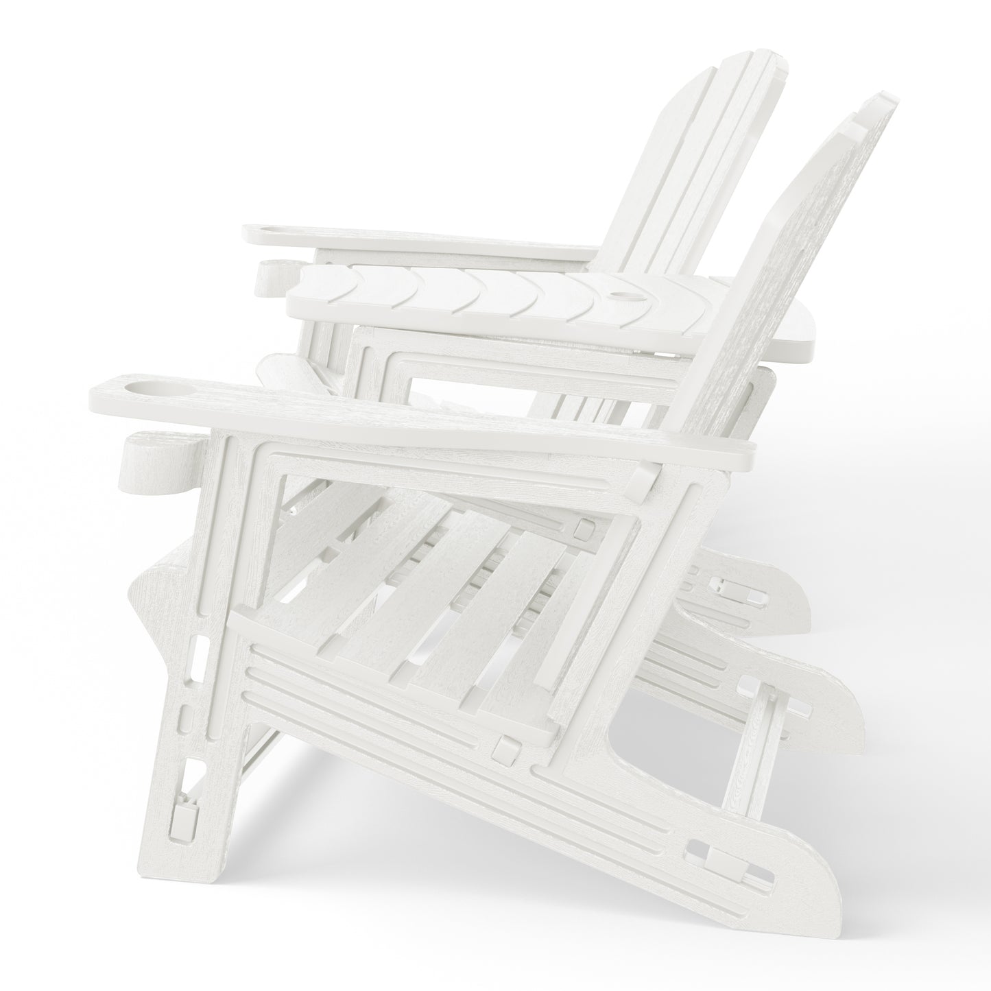 Set of Snap'n Lock Adirondack Chairs with Connecting Wedge Table (No Tools or Hardware)