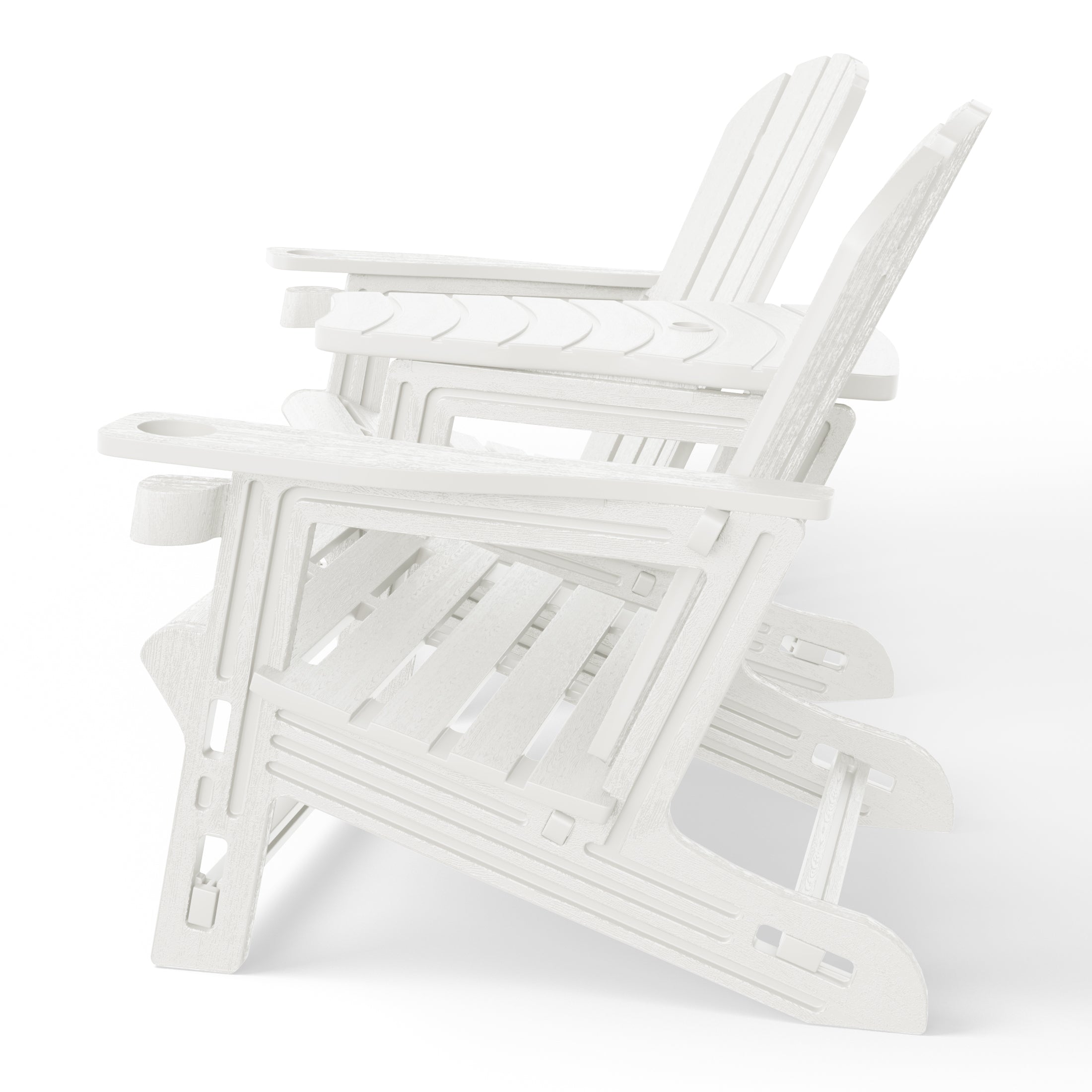 Set of Snap'n Lock Adirondack Chairs with Connecting Wedge Table (No Tools or Hardware)