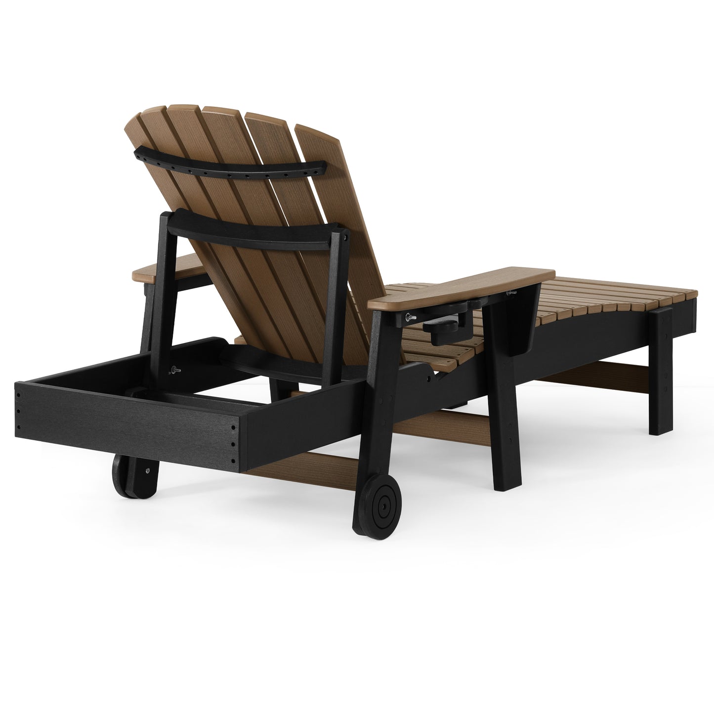 Heritage Ridge Adirondack Chaise Lounge with Arms and Wheels With Cup Holder